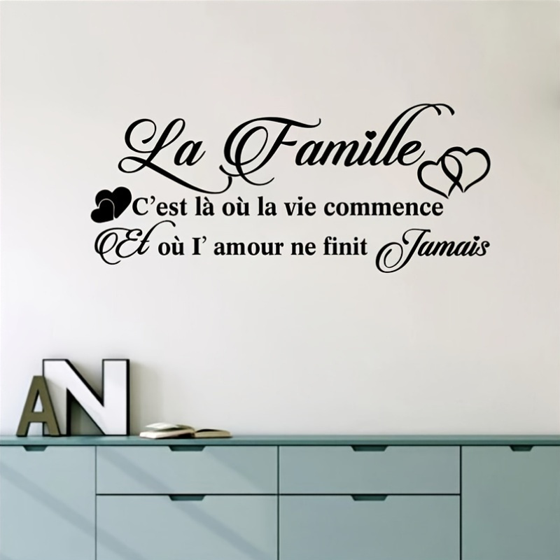 Sticker mural "la famille" impression de lettre contemporaine