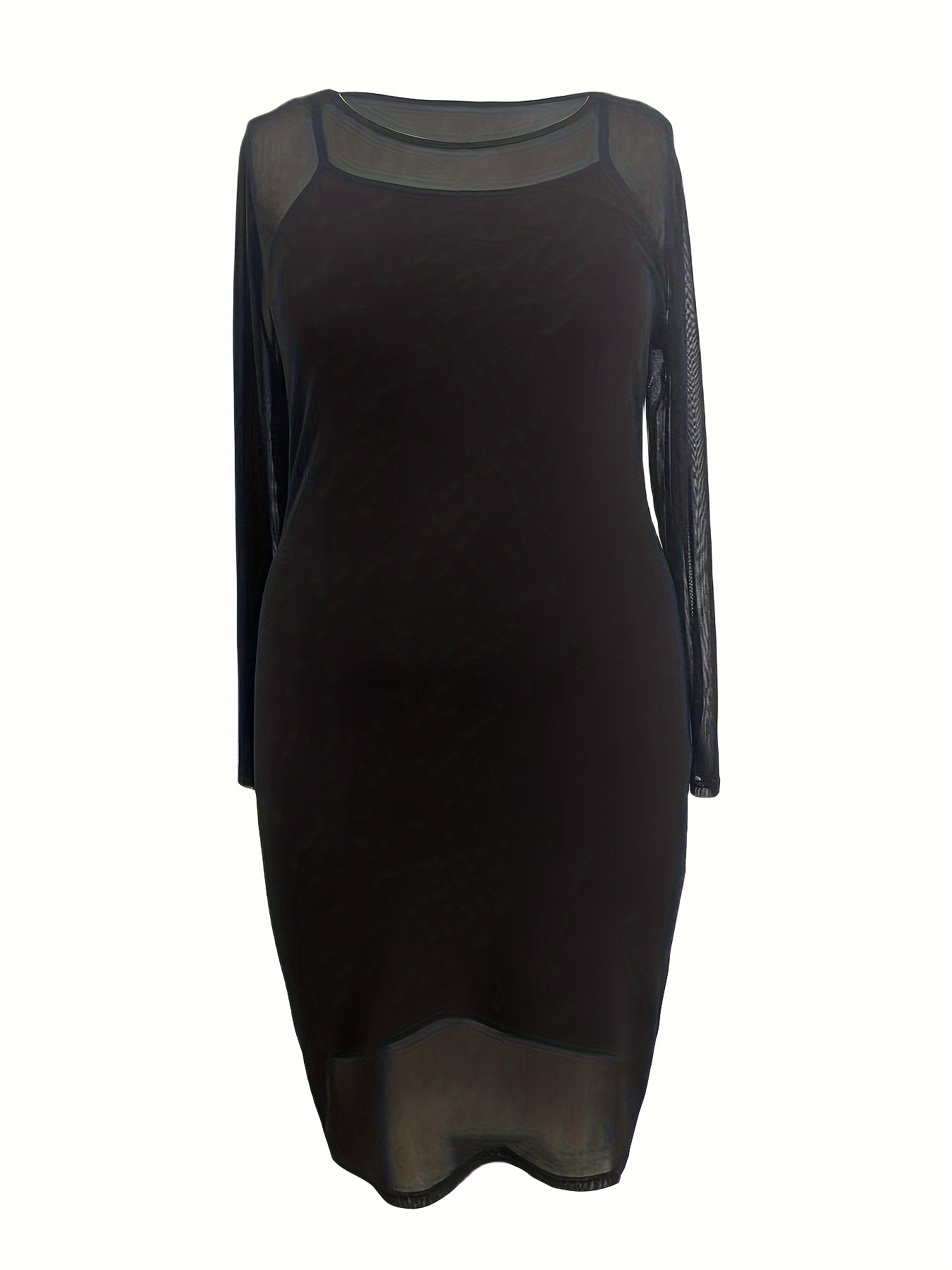 Robe moulante extensible en maille à manches longues – Image 4