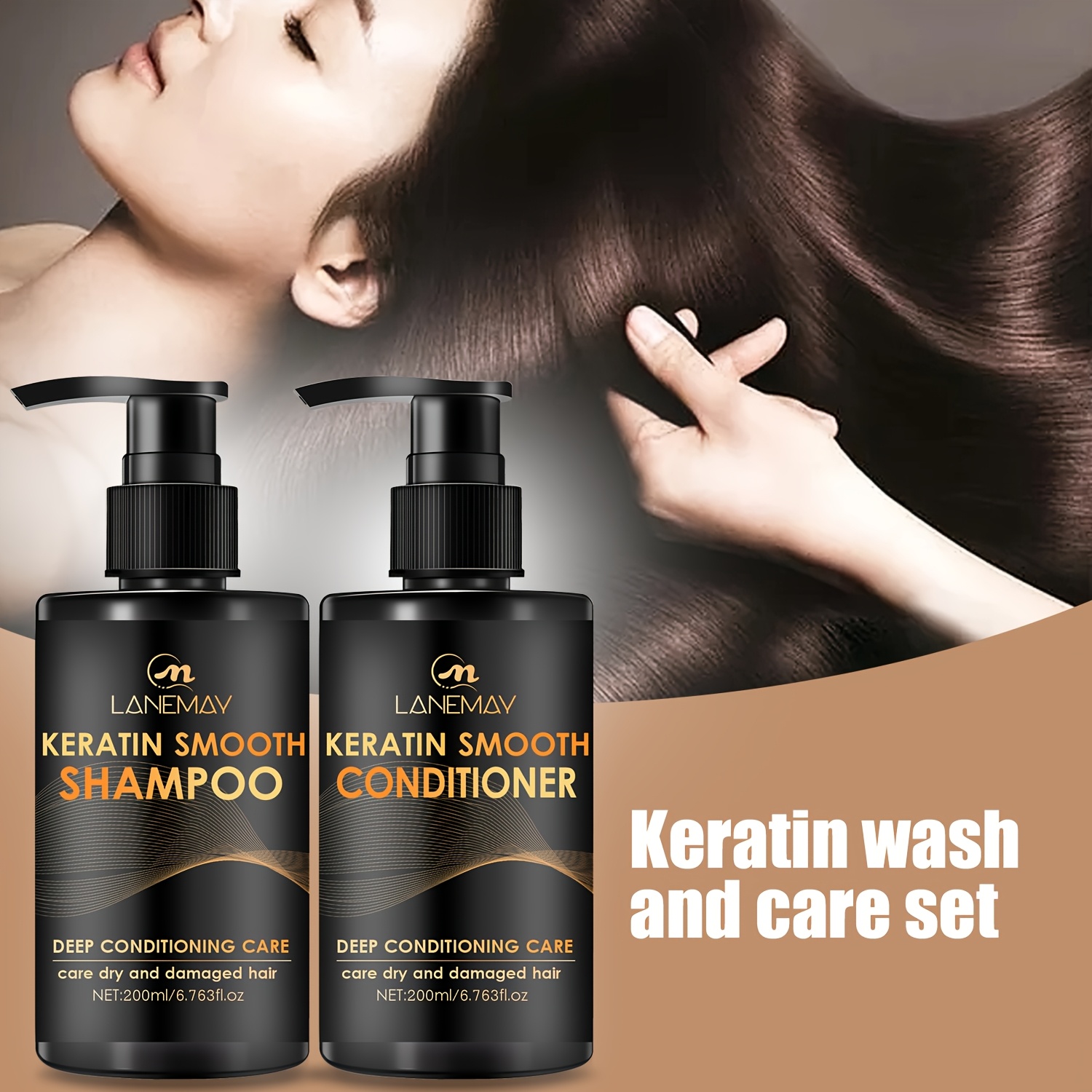 Ensemble shampoing et après-shampoing à la kératine pour des cheveux lisses – Image 7