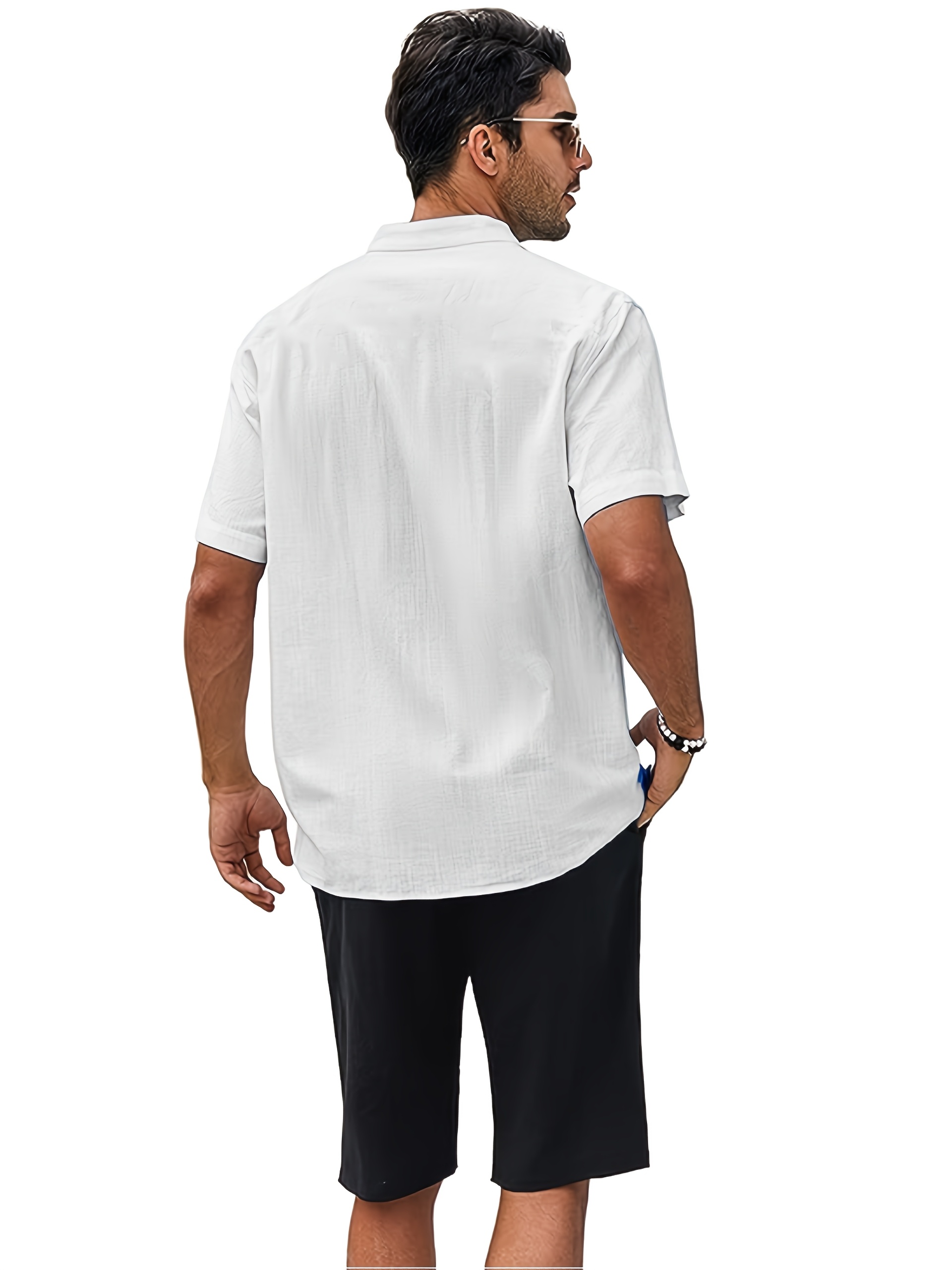 Chemise légère en coton à manches courtes à col boutonné – Image 10