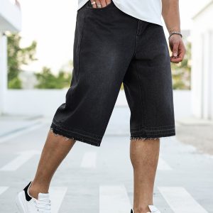 Baggy short en jean mi-mollet