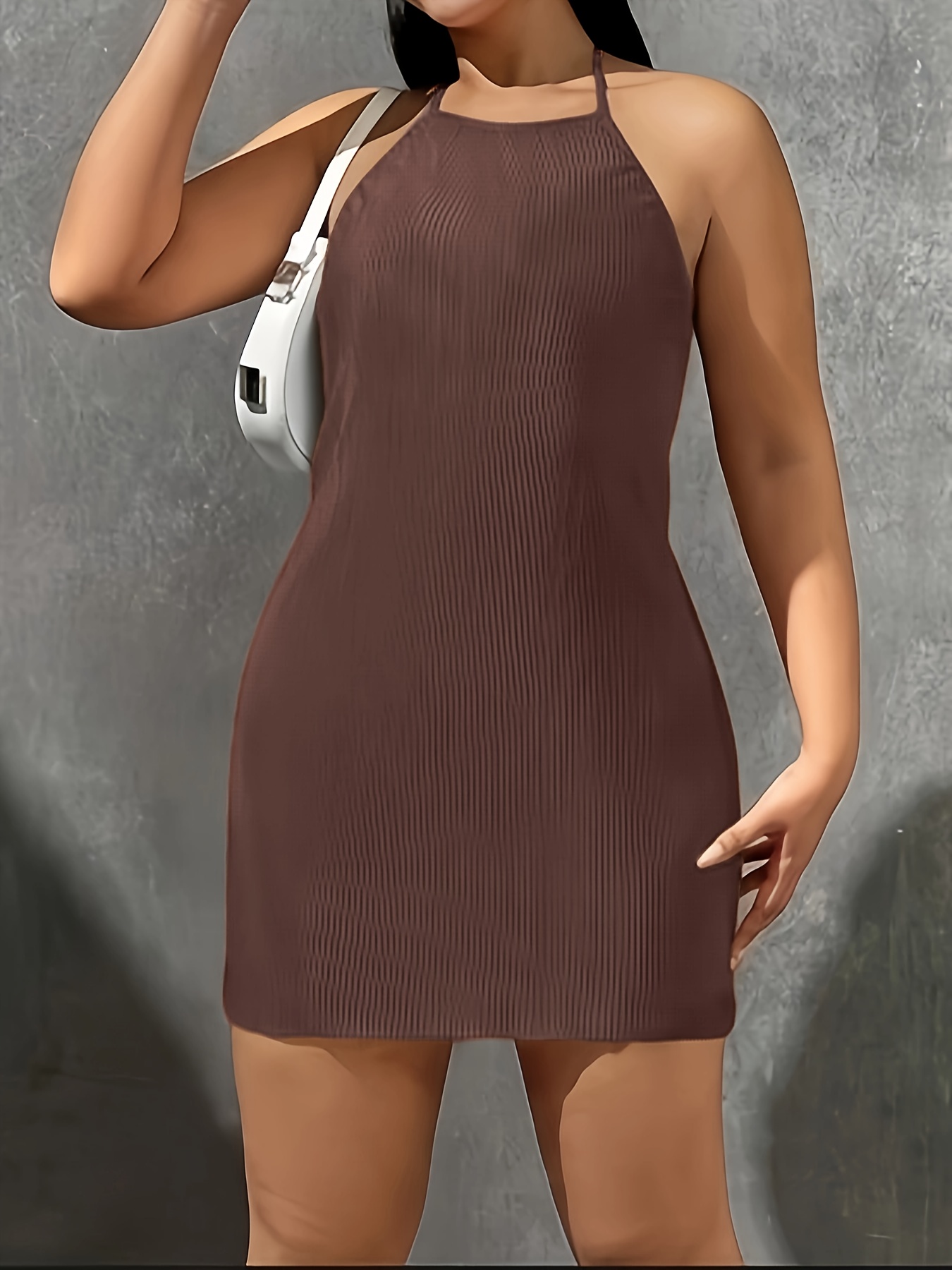 Robe courte dos nu en dentelle côtelée à lacets – Image 8
