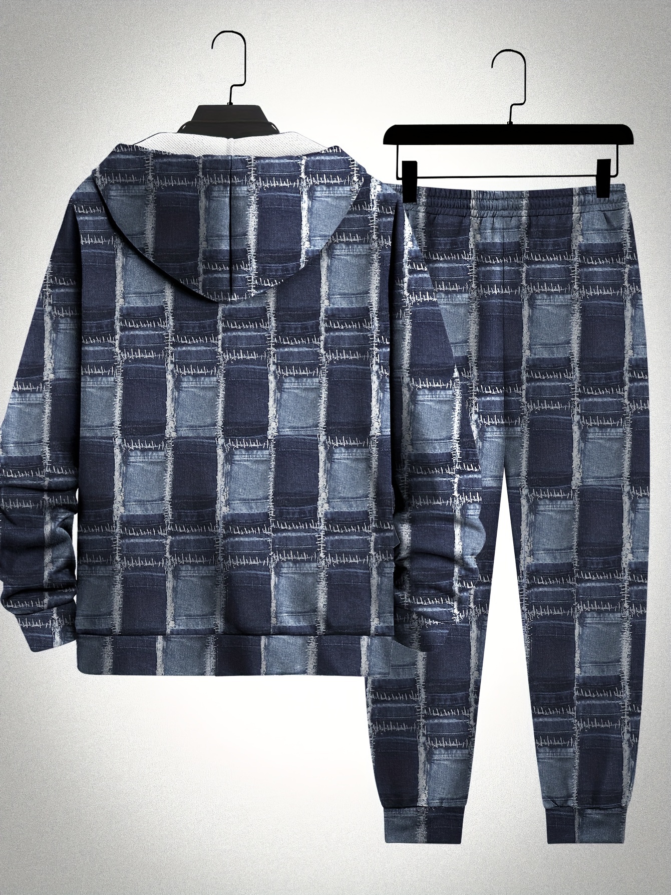 Ensemble de survêtement à capuche en polyester tricoté légèrement extensible – Image 3