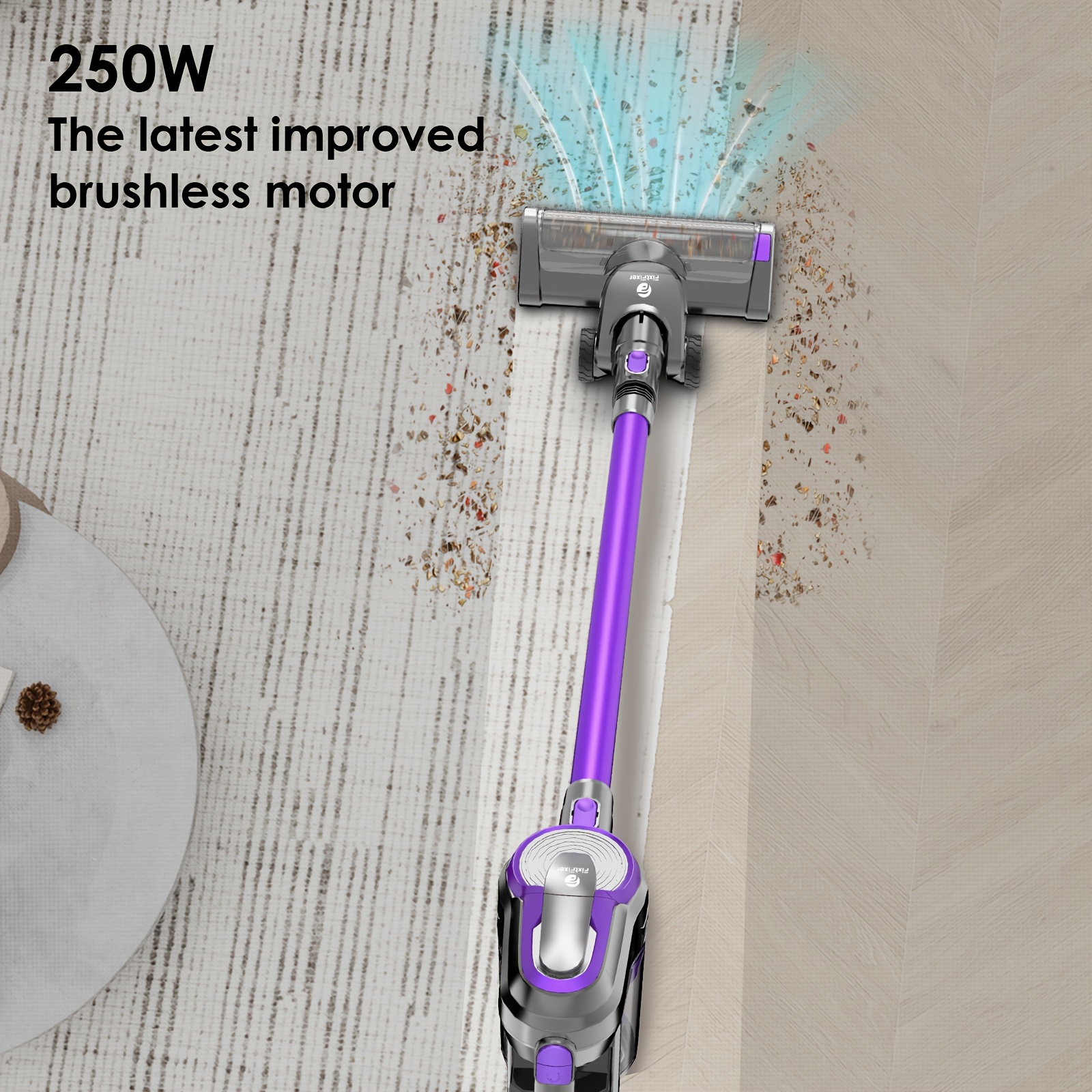Aspirateur balai 250 watts sans fil 6 en 1 avec support mural – Image 2