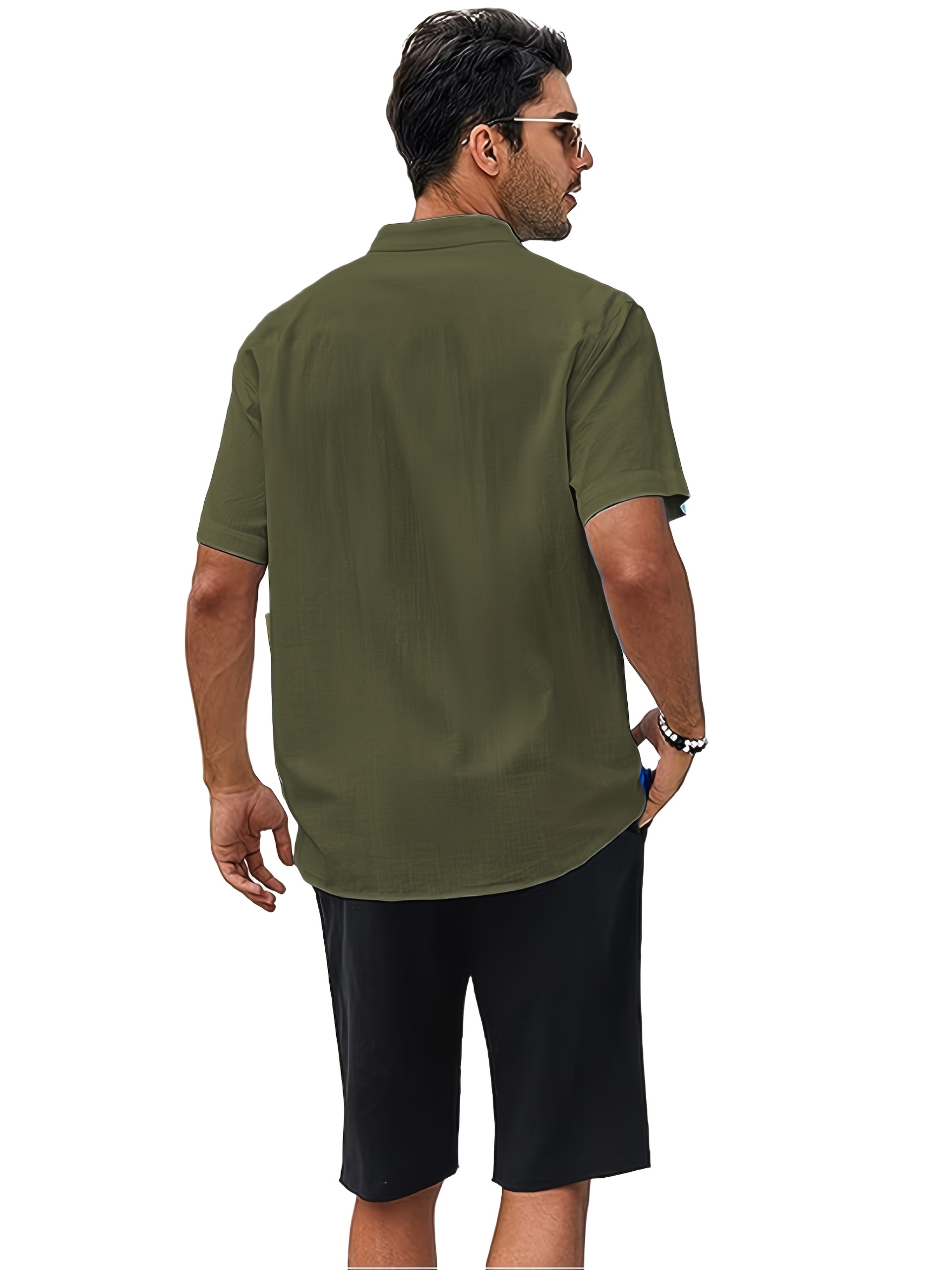 Chemise légère en coton à manches courtes à col boutonné – Image 9