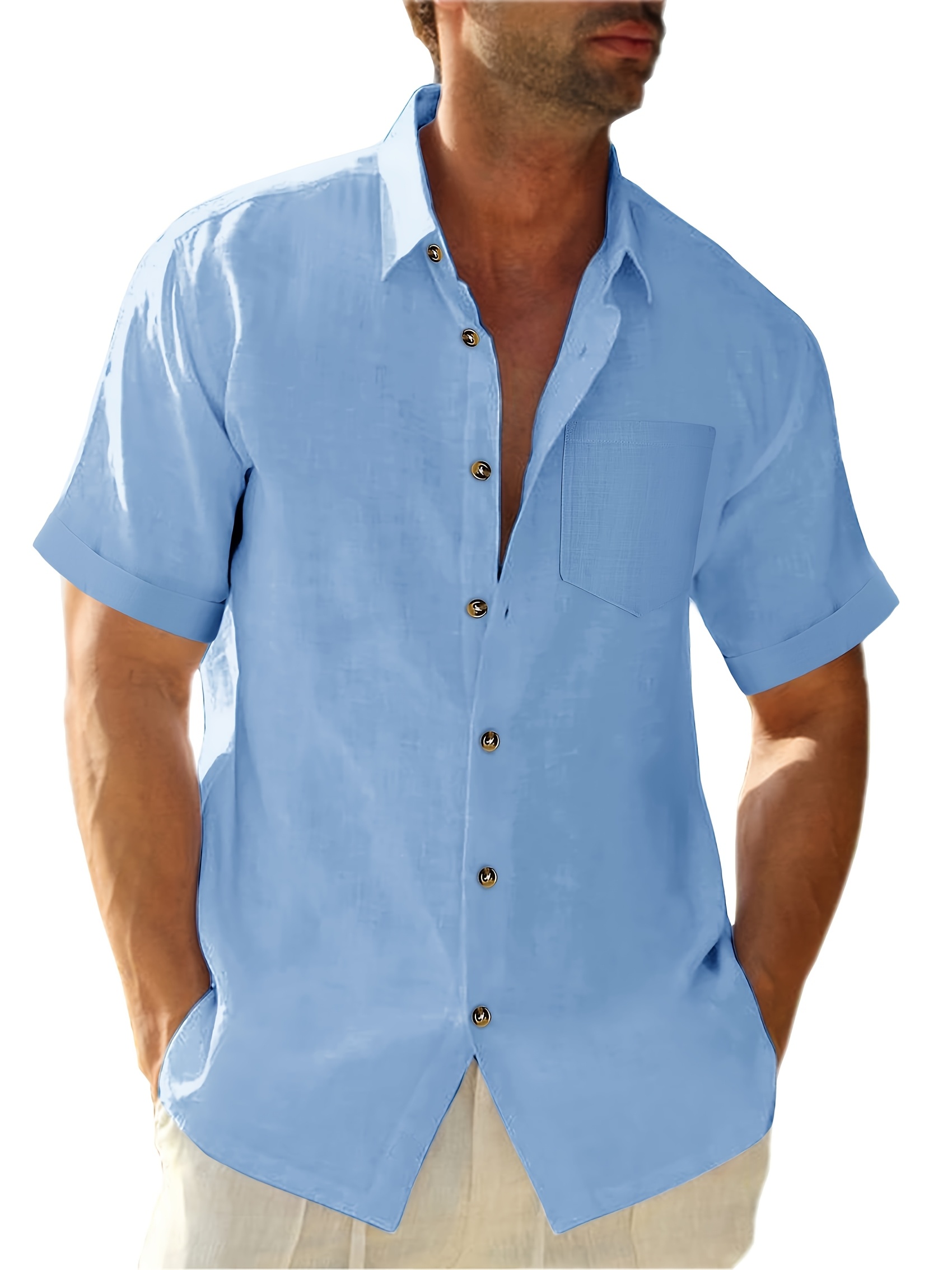 Chemise légère en coton à manches courtes à col boutonné – Image 7
