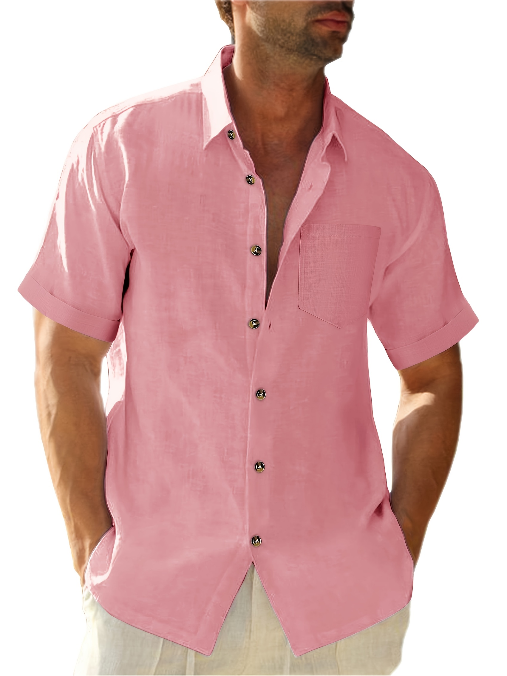 Chemise légère en coton à manches courtes à col boutonné – Image 5