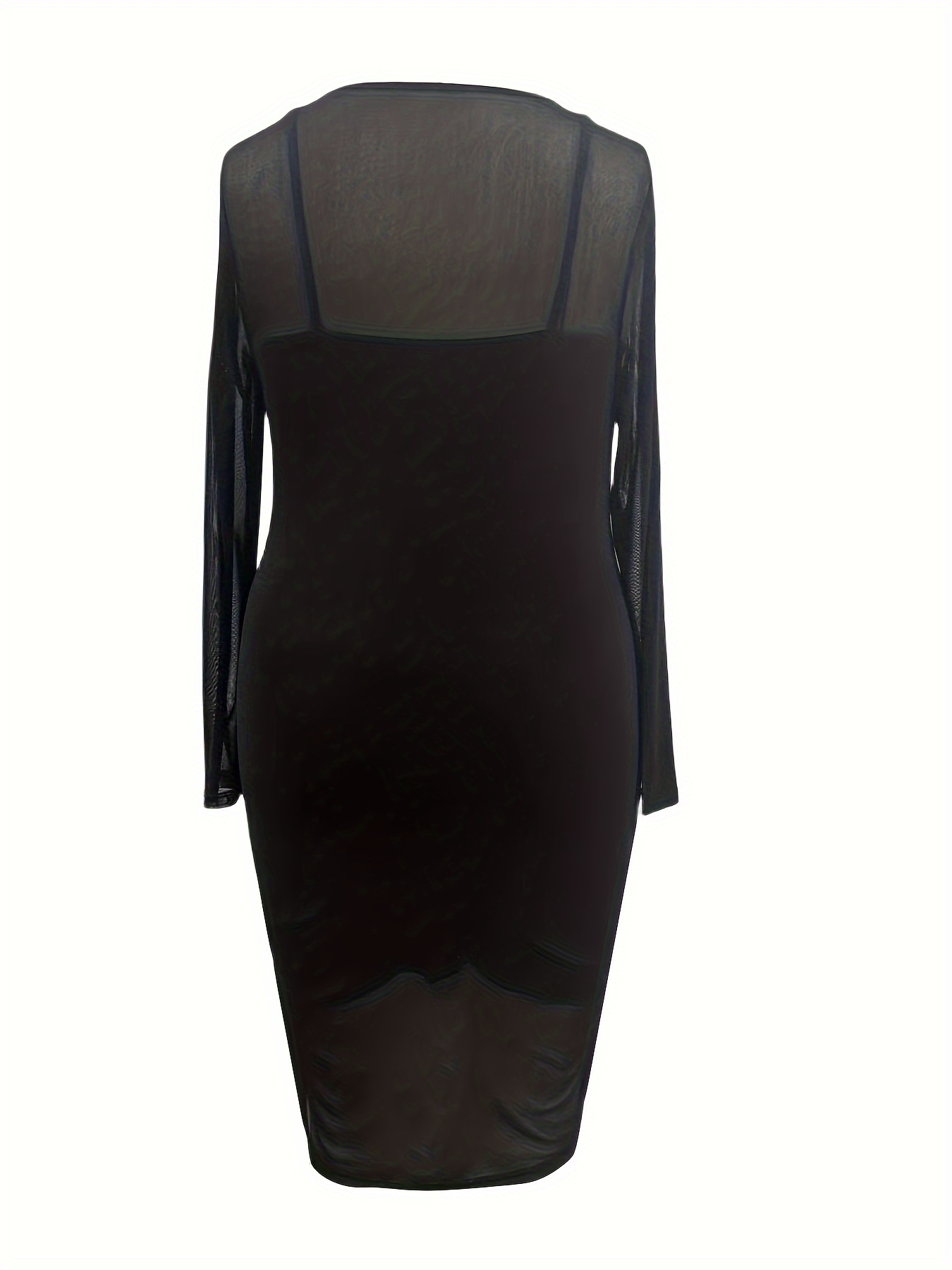 Robe moulante extensible en maille à manches longues – Image 3