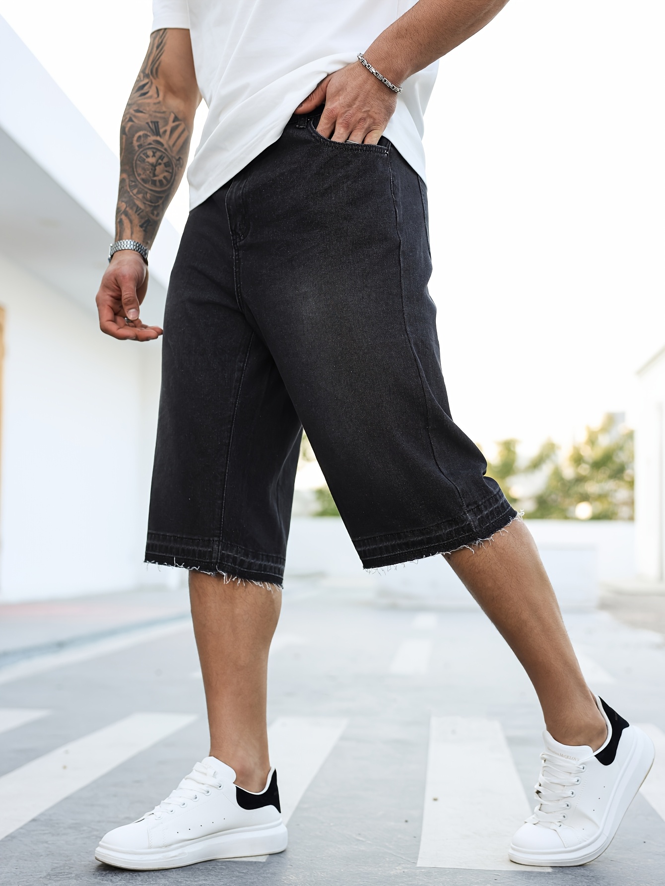 Baggy short en jean mi-mollet – Image 9
