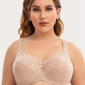 Soutien gorge en dentelle contrastée large bretelles & armatures avec noeud décoratif