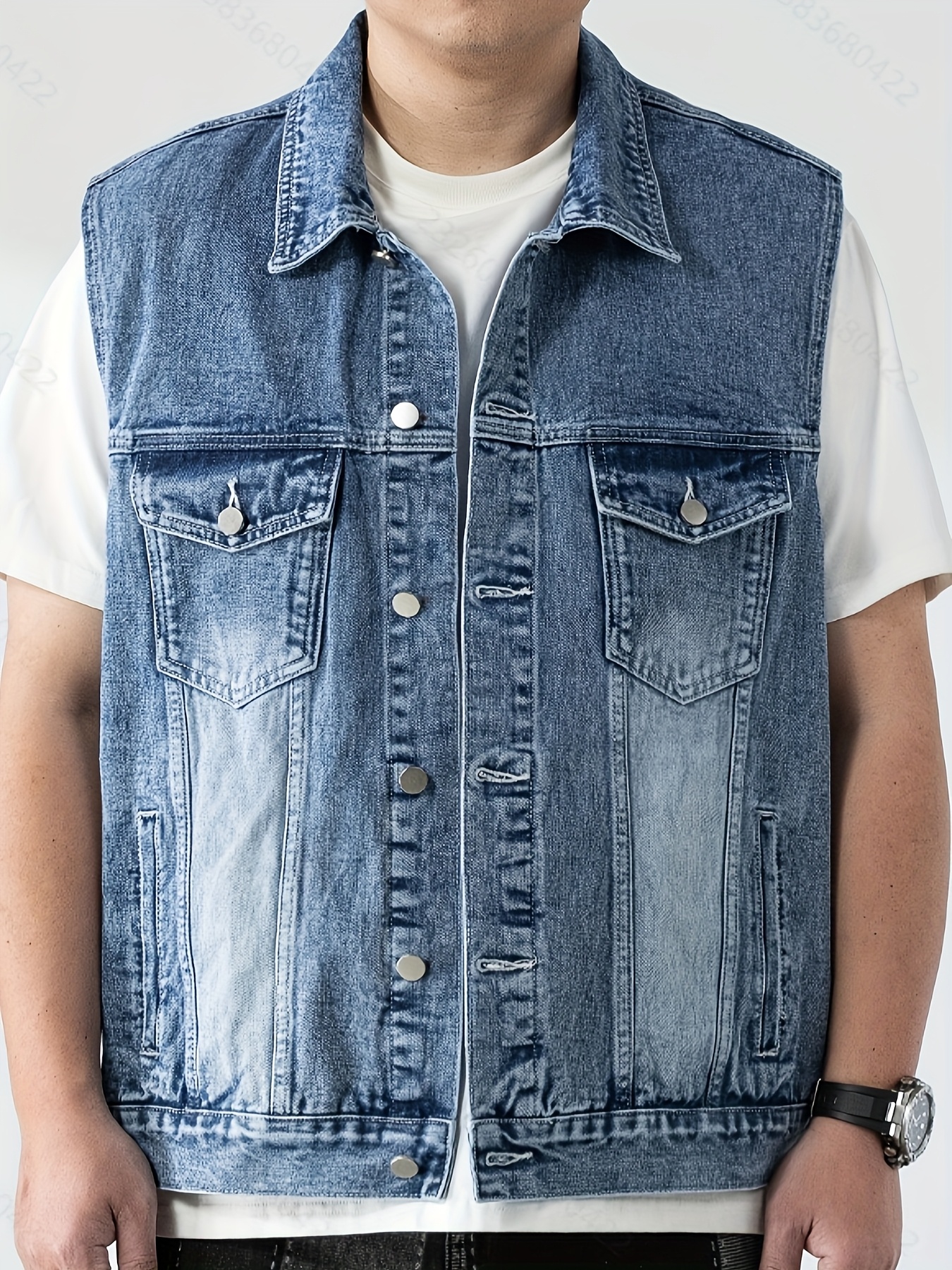Gilet en denim avec boutonnage à l'avant & poches à rabat – Image 2