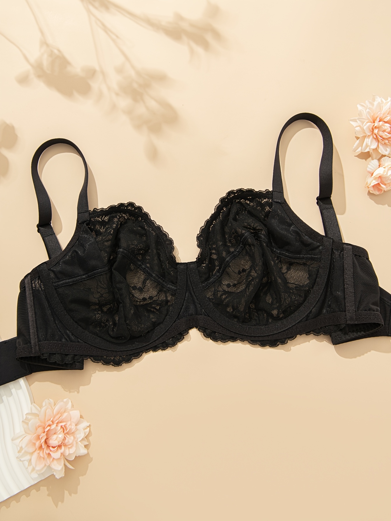 Soutien gorge sexy semi-transparent à une couche en dentelle avec boudins en acier & sans socles – Image 10