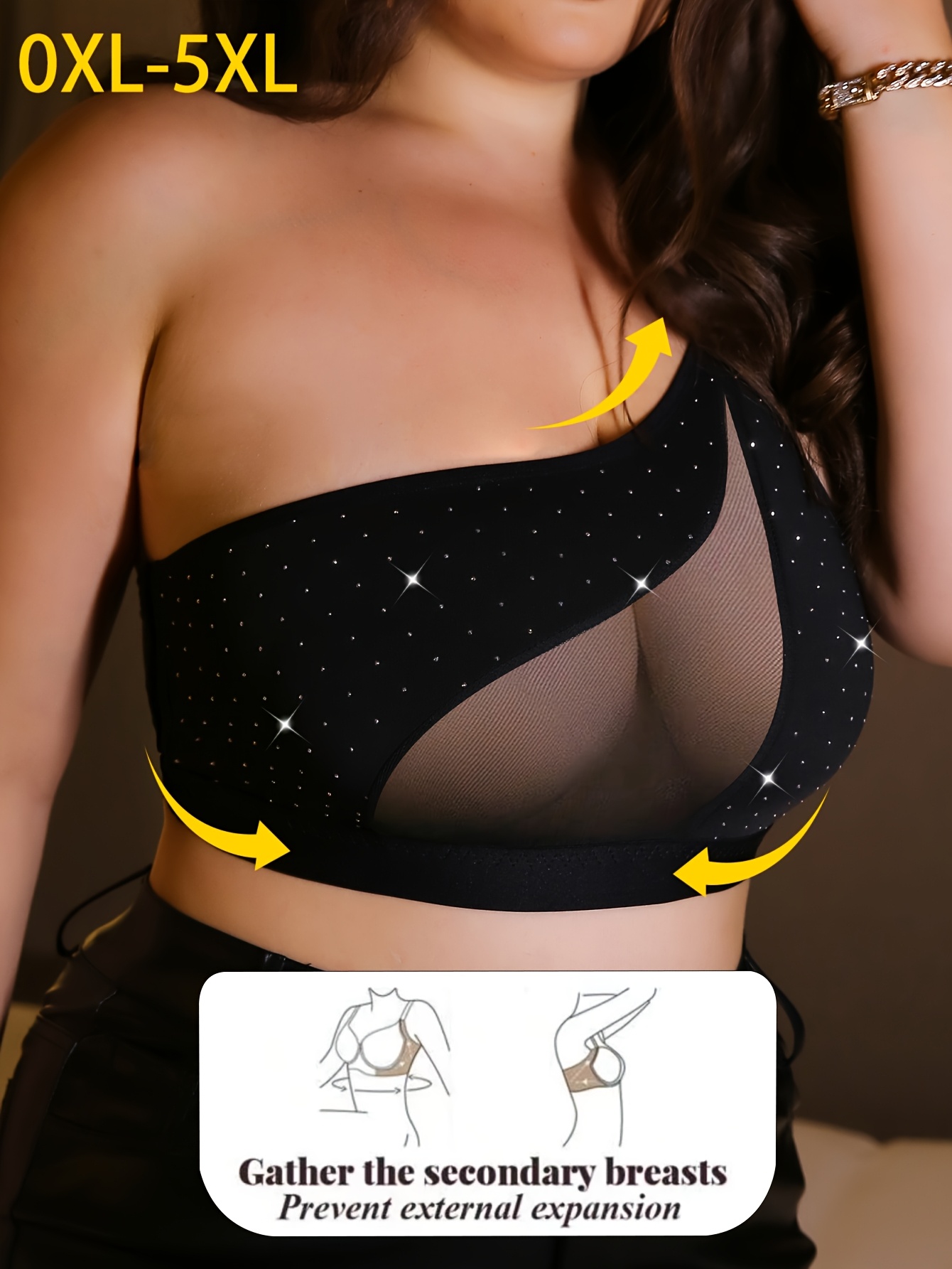 Soutien gorge élégant sans fil avec fermeture à boucle avant & détail sen maille – Image 5