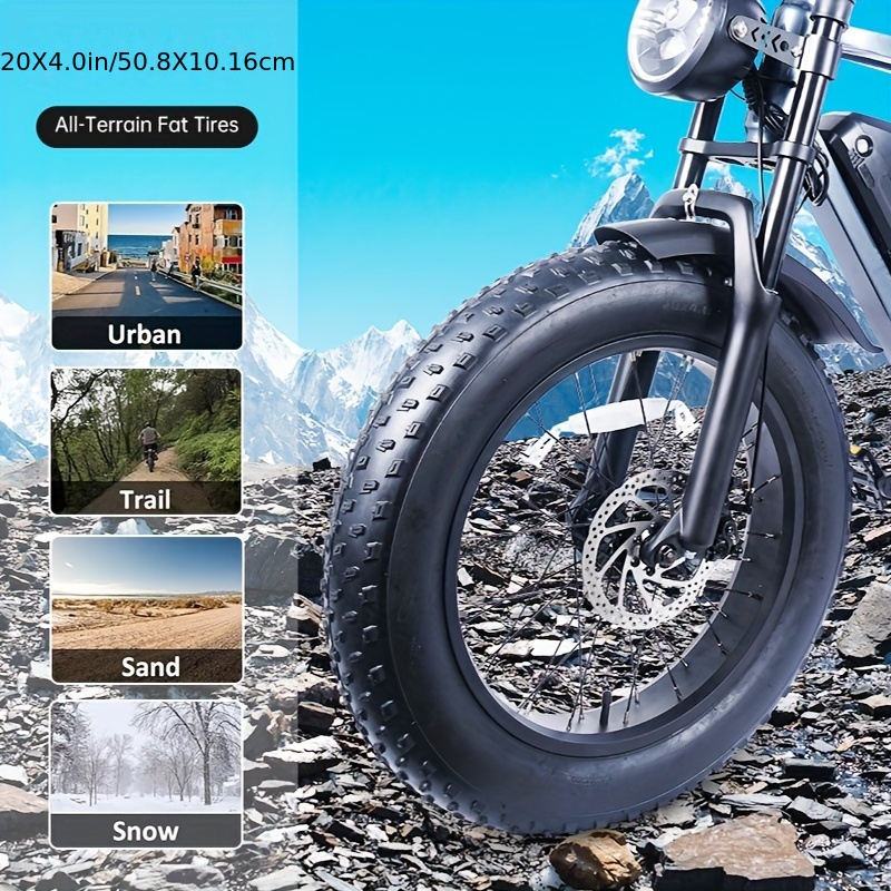 Vélo électrique pneu 50.8 cm avec batterie amovible 48V & 15Ah, tout-terrain à 7 vitesses – Image 7