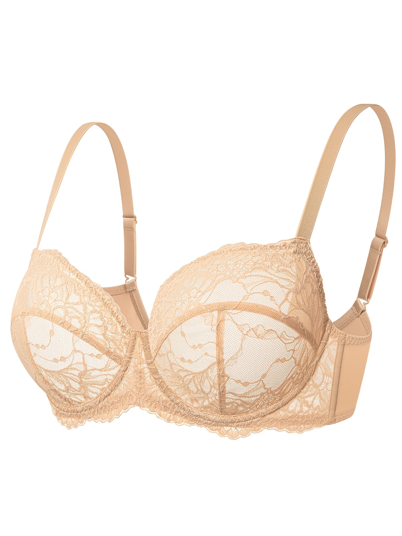 Soutien gorge sexy semi-transparent à une couche en dentelle avec boudins en acier & sans socles