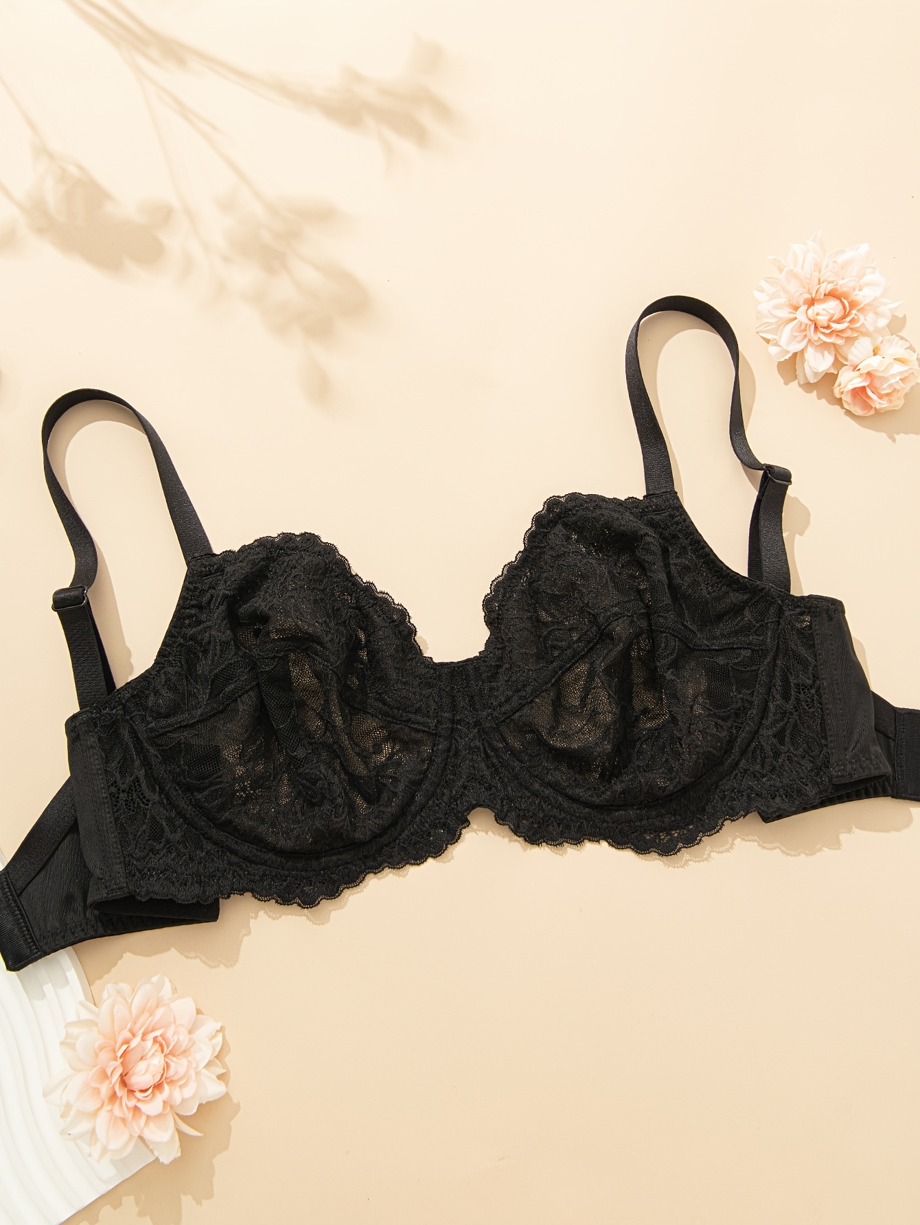 Soutien gorge sexy semi-transparent à une couche en dentelle avec boudins en acier & sans socles – Image 7