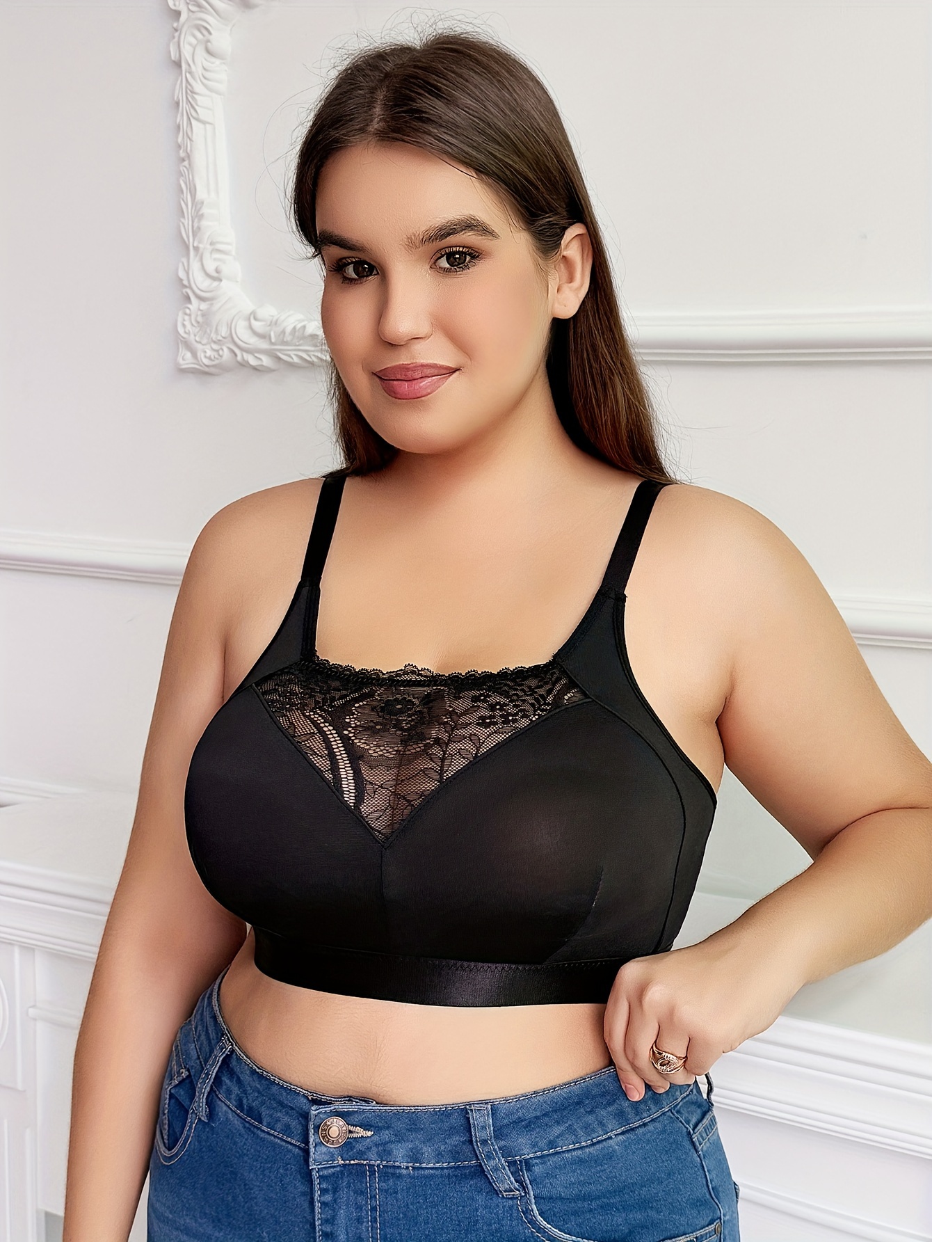 Soutien gorge avec dentelle contrastante & non rembourré – Image 4