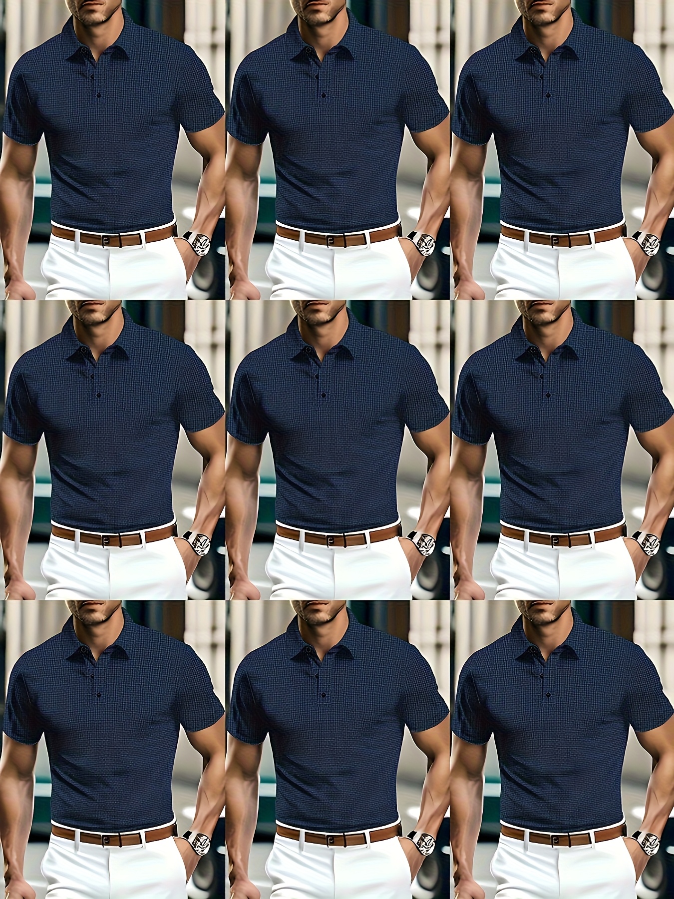 Polo à manches courtes en tissu tricoté – Image 6