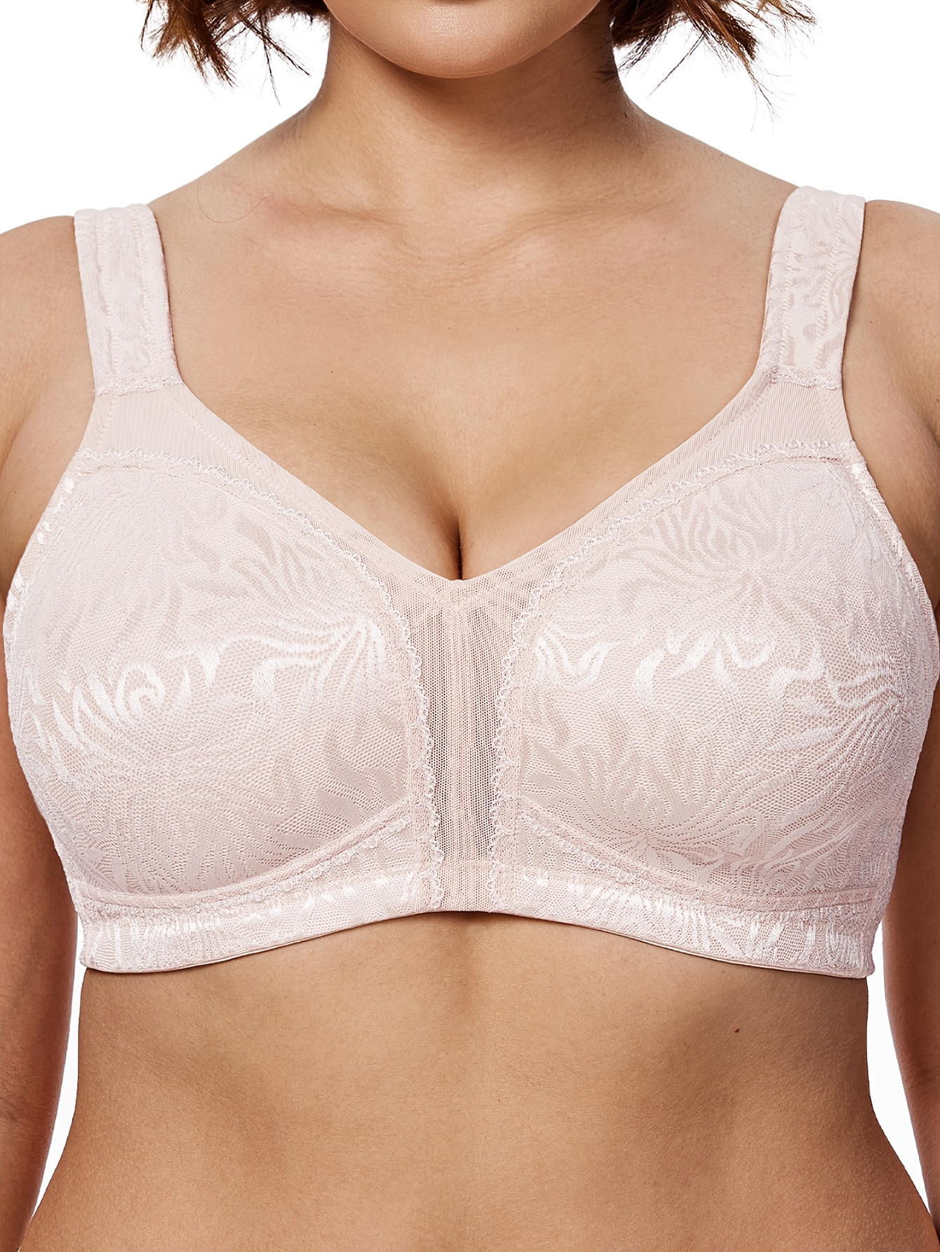 Soutien gorge élégant sans fil en dentelle florale non rembourré avec armature – Image 3