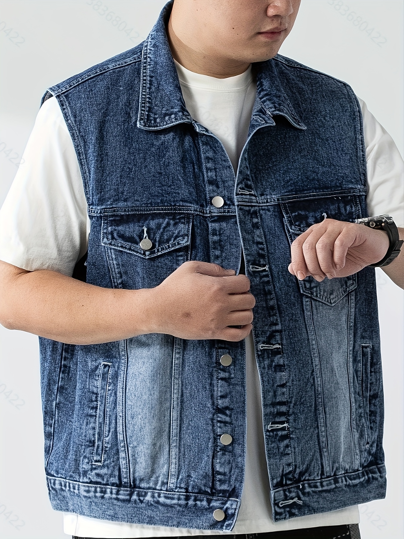 Gilet en denim avec boutonnage à l'avant & poches à rabat – Image 4