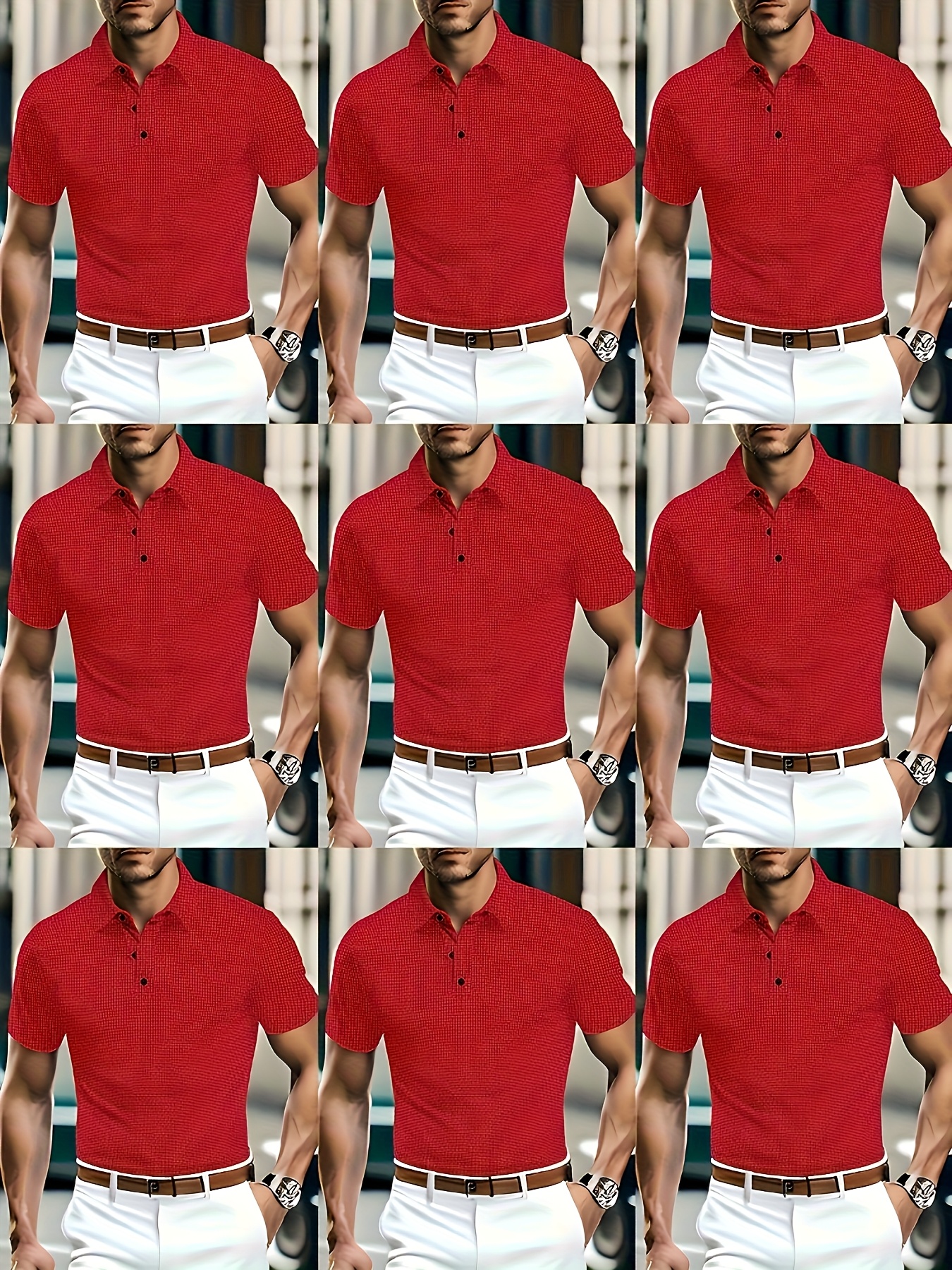 Polo à manches courtes en tissu tricoté – Image 3