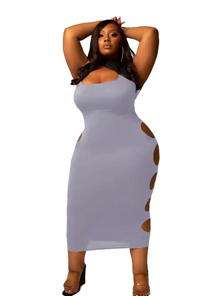 Robe moulante ajourée longue à col haut – Image 3
