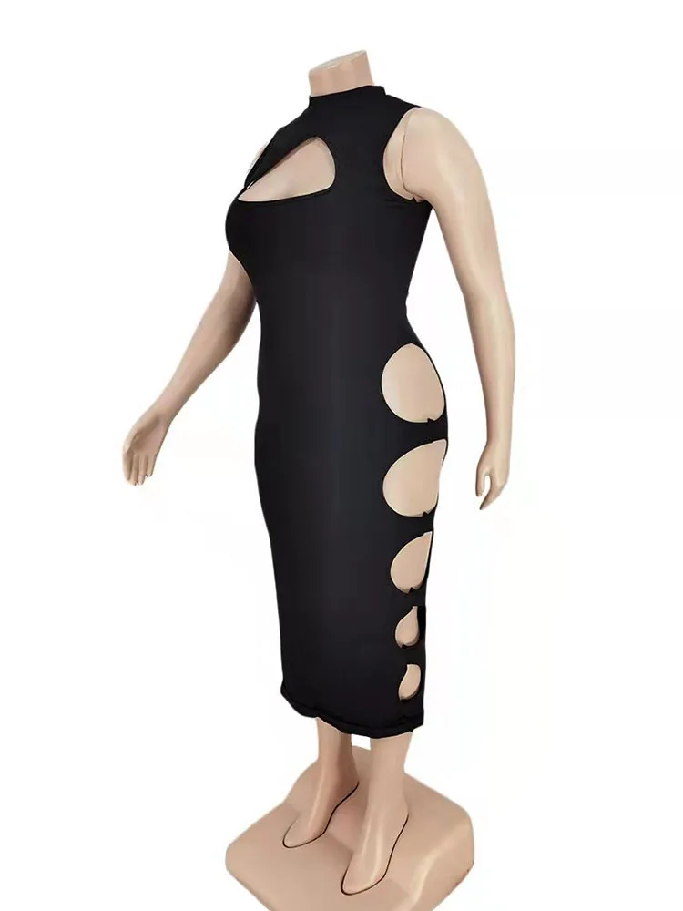 Robe moulante ajourée longue à col haut – Image 4