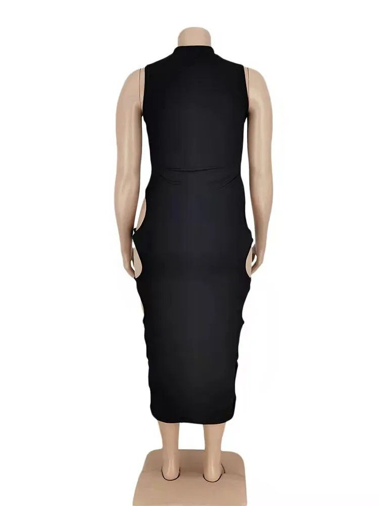 Robe moulante ajourée longue à col haut – Image 6