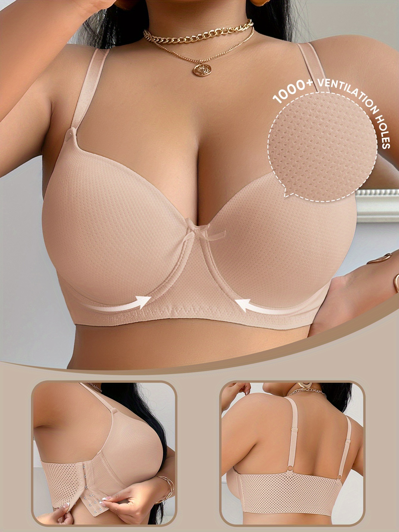 Soutien gorge à couverture complète à boucle latérale à armatures rembourrage non amovible – Image 5