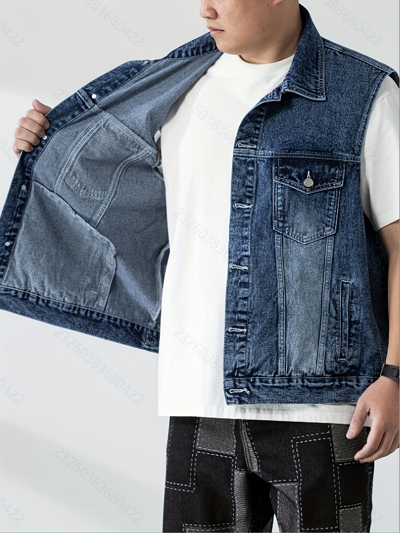 Gilet en denim avec boutonnage à l'avant & poches à rabat – Image 8