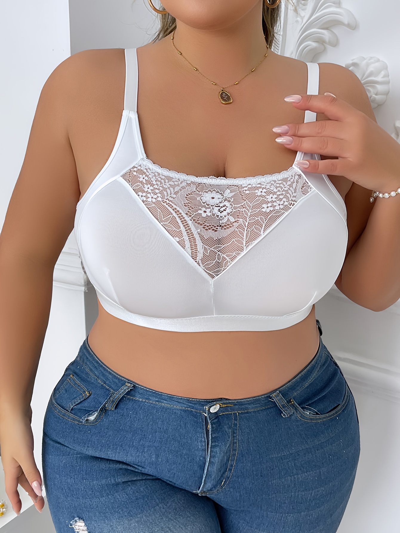 Soutien gorge avec dentelle contrastante & non rembourré – Image 7