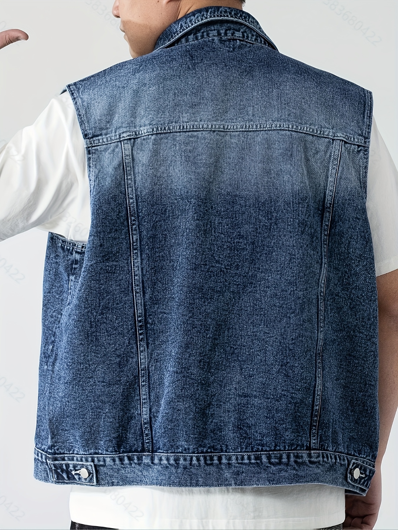 Gilet en denim avec boutonnage à l'avant & poches à rabat – Image 3