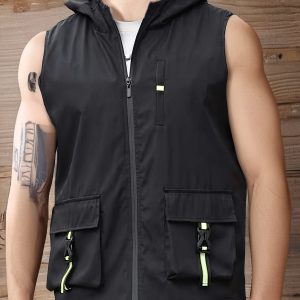 Gilet à capuche style cargo avec détail de fermeture éclair & bande réfléchissante