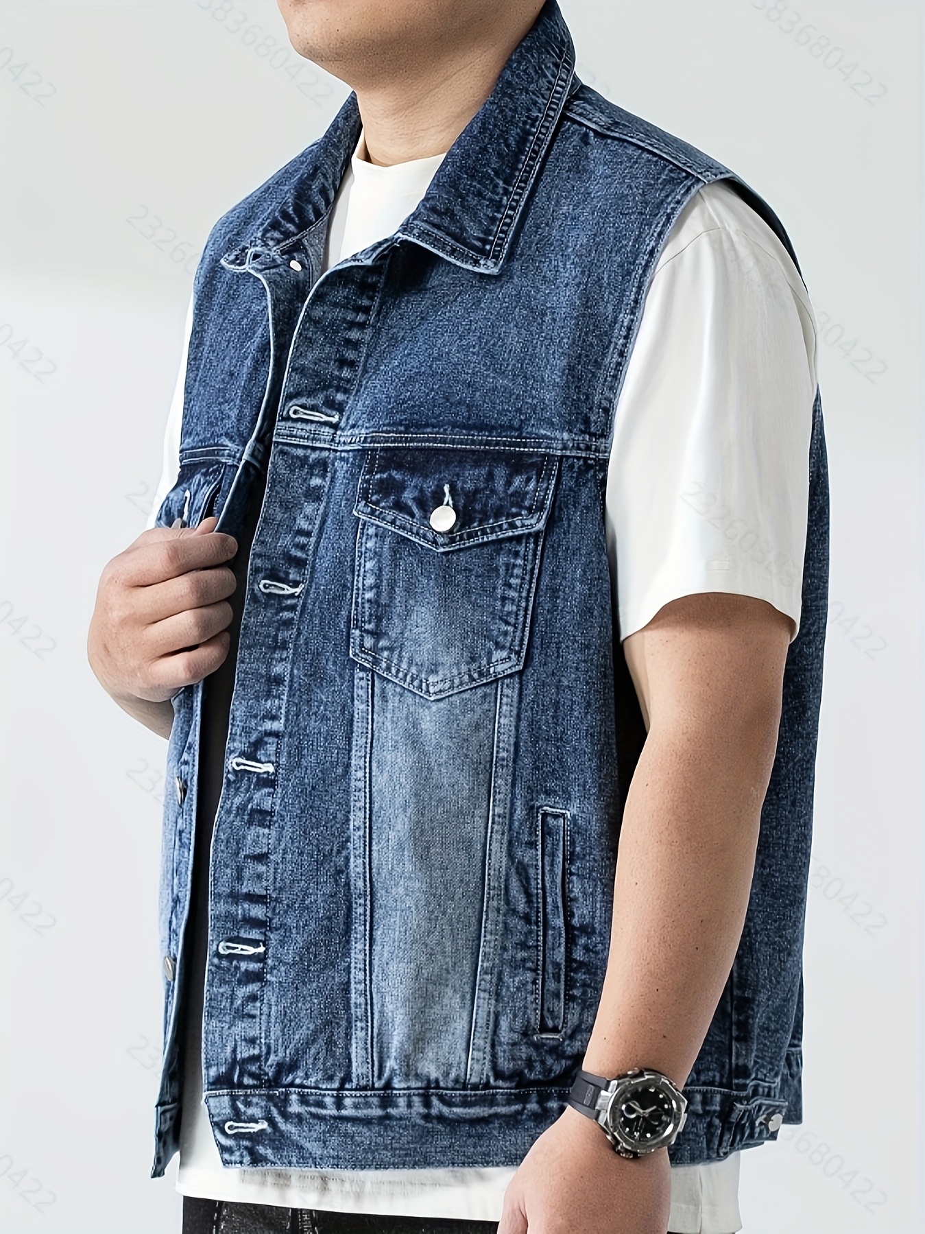 Gilet en denim avec boutonnage à l'avant & poches à rabat – Image 9