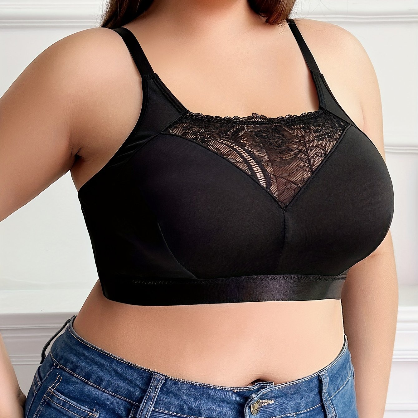 Soutien gorge avec dentelle contrastante & non rembourré