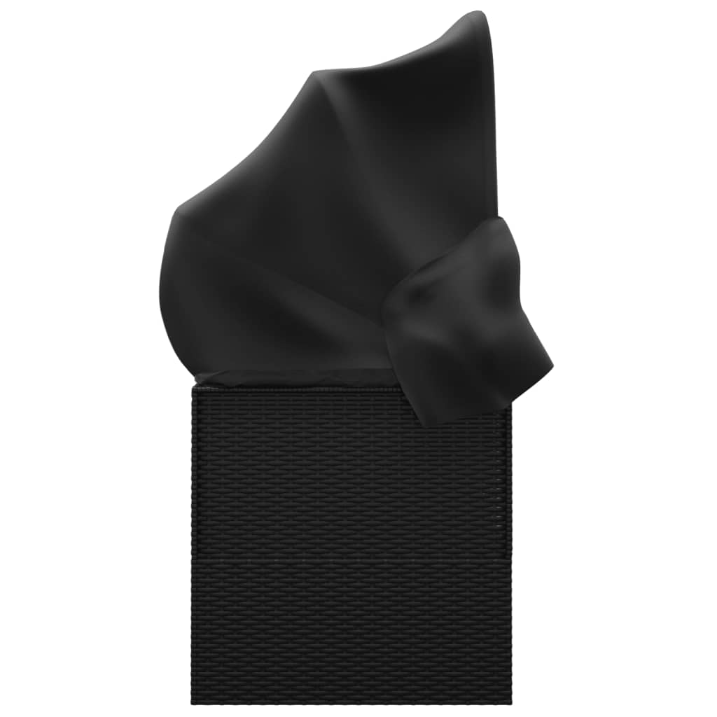 Lit de salon d'extérieur en résine tressée avec coussins noirs – Image 5