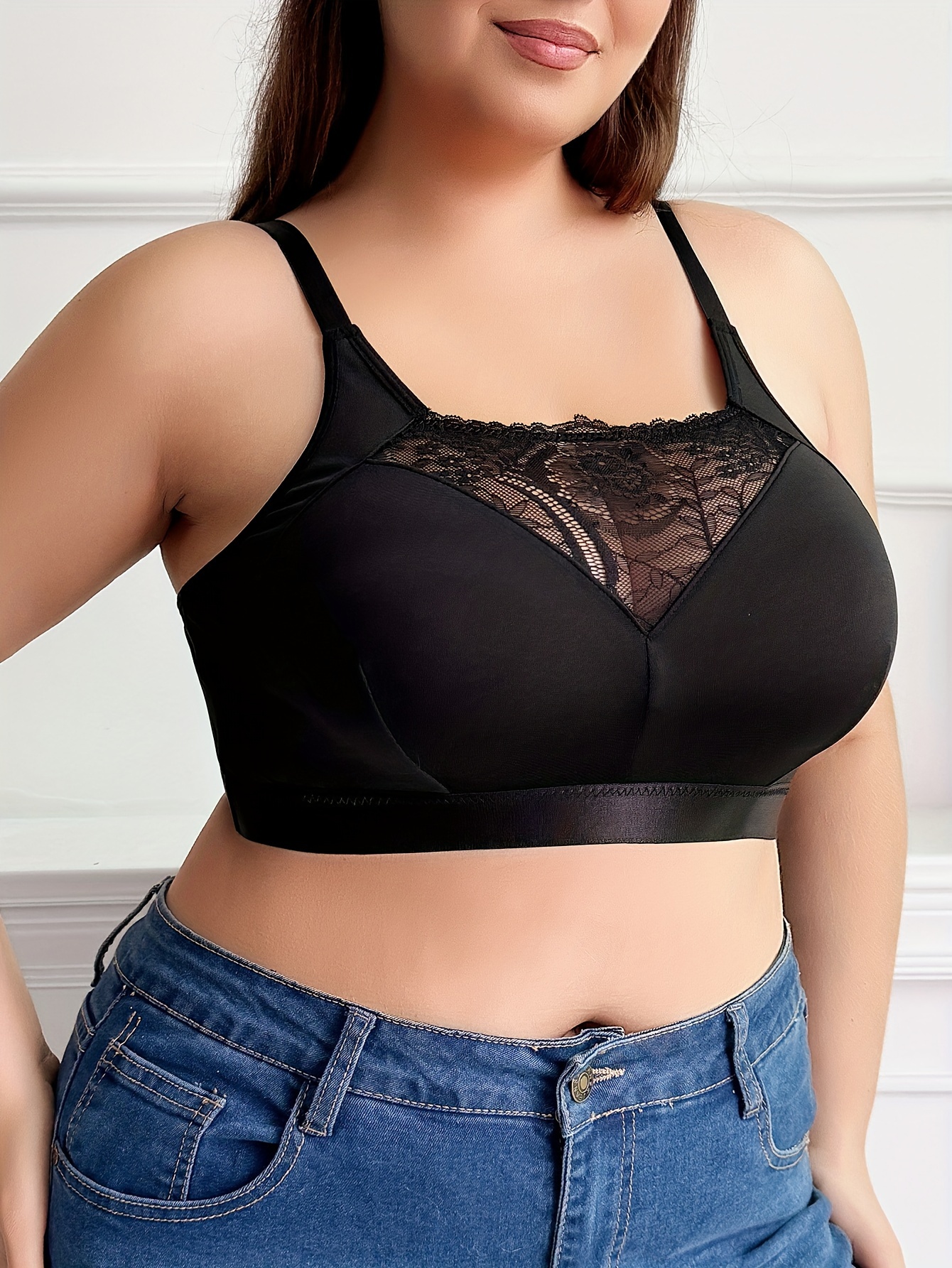 Soutien gorge avec dentelle contrastante & non rembourré – Image 2