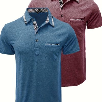 Ensemble 2 polos chemises à manches courtes avec poche sur le col