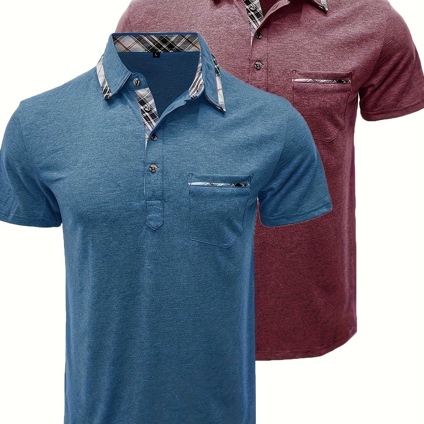 Ensemble 2 polos chemises à manches courtes avec poche sur le col