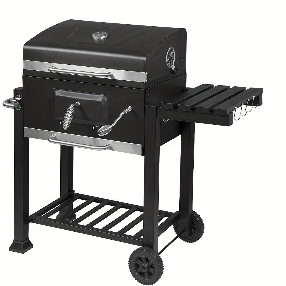Barbecue à charbon couvert avec roues & hauteur réglable