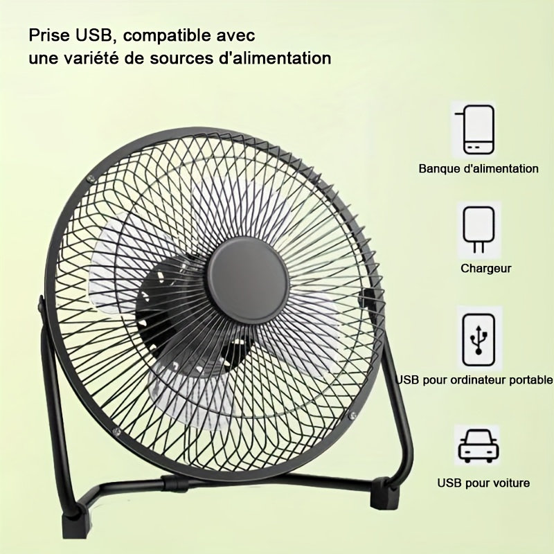 Ventilateur électrique portable à 2 vitesses avec angle réglable 360° – Image 11