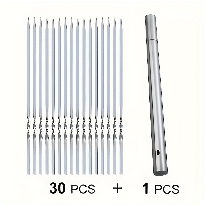 Brochettes de barbecue en acier inoxydable durable avec 1 tube de rangement – Image 7