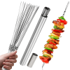 Brochettes de barbecue en acier inoxydable durable avec 1 tube de rangement