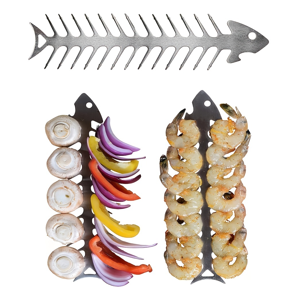 Set de brochettes en acier inoxydable pour griller de petits aliments au barbecue – Image 3