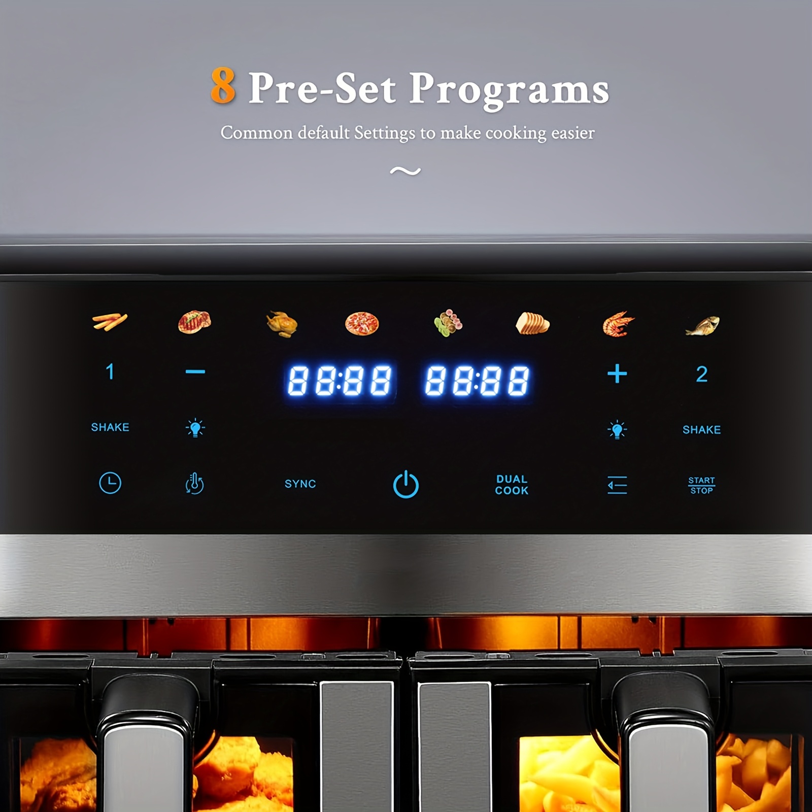 Friteuse à air double zone de 9L avec fenêtre de visualisation avec écran tactile & affichage LED – Image 9