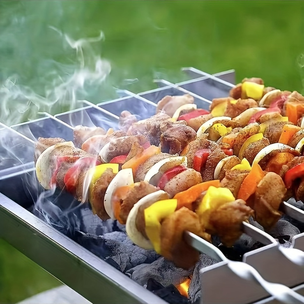 Brochettes de barbecue en acier inoxydable durable avec 1 tube de rangement – Image 2