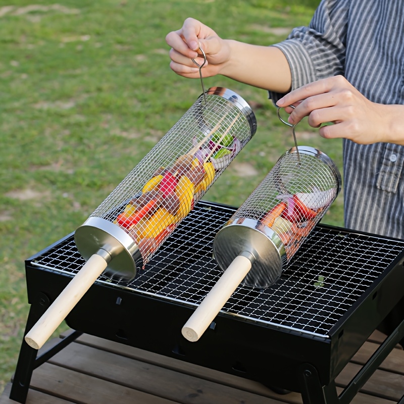 Cage de barbecue en acier inoxydable avec poignée détachable & sa fourchette – Image 4