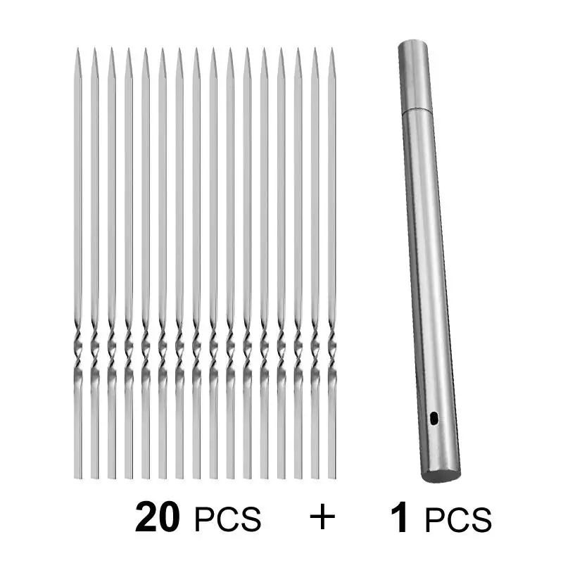 Brochettes de barbecue en acier inoxydable durable avec 1 tube de rangement – Image 6