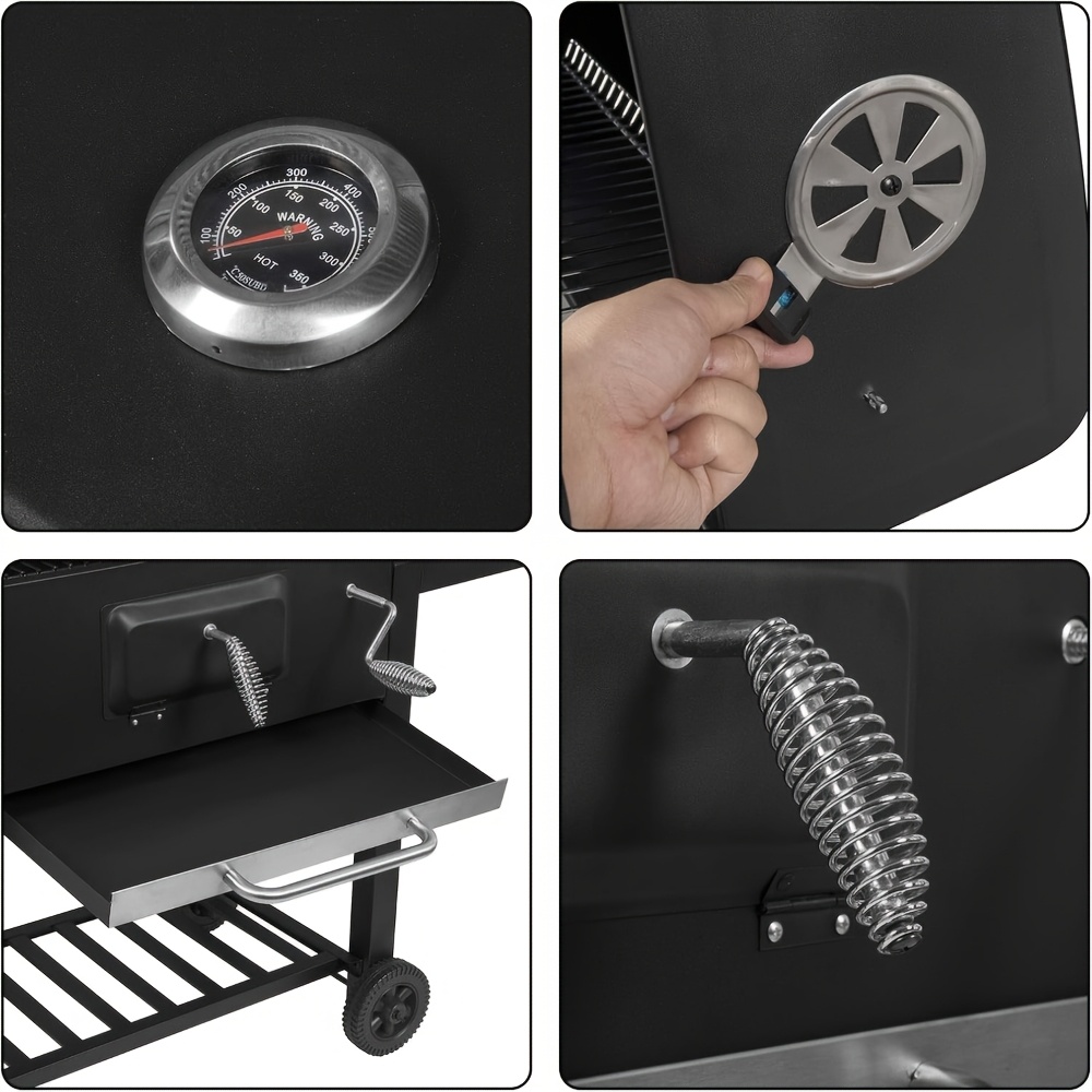 Barbecue à charbon couvert avec roues & hauteur réglable – Image 7