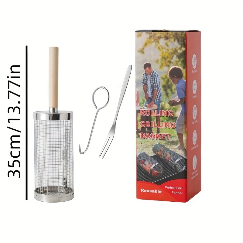 Cage de barbecue en acier inoxydable avec poignée détachable & sa fourchette – Image 12